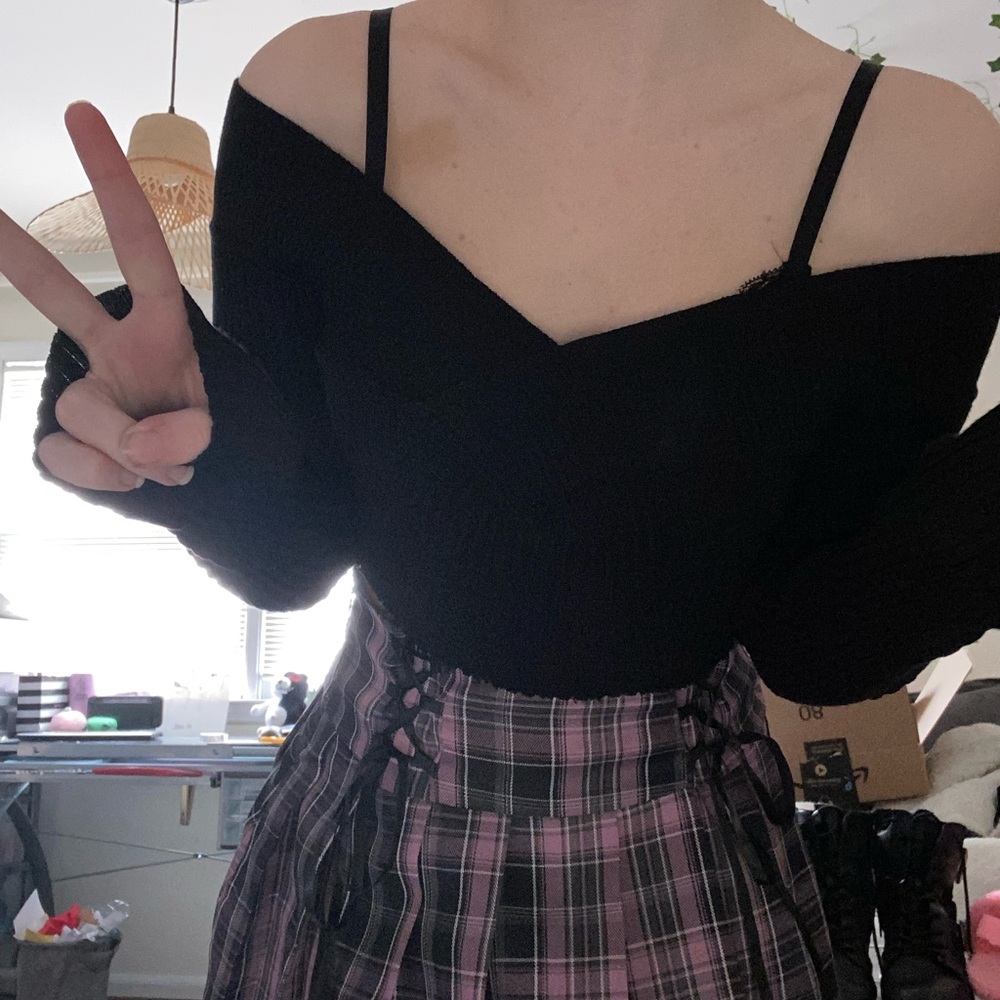 Black off the shoulder top